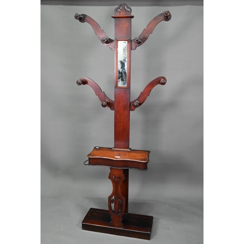 912 - Victorian mahogany mirror panelled hall stand, with glove box