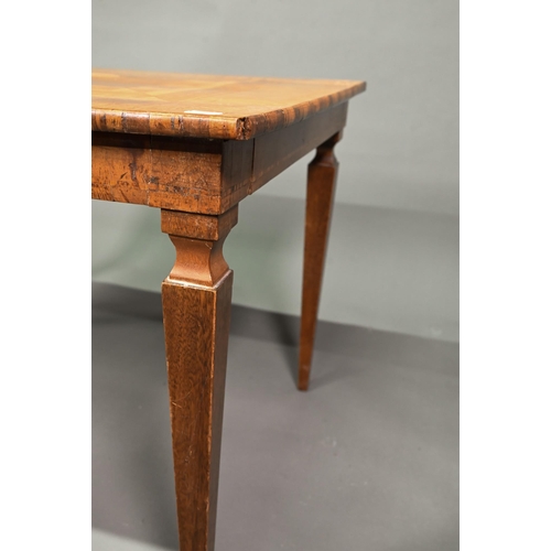 937 - An antique Italian low side table, the marquetry top centred  with a Roman chariot design, raised on... 