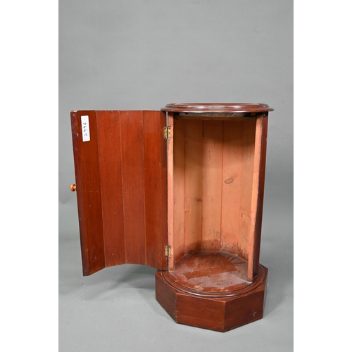 948 - A Victorian marble top mahogany cylinder pot cupboard, the fluted sides and door raised on a octagon... 