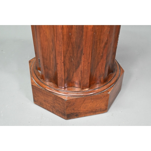 949 - A Victorian marble top mahogany cylinder pot cupboard, the fluted sides and door raised on an octago... 