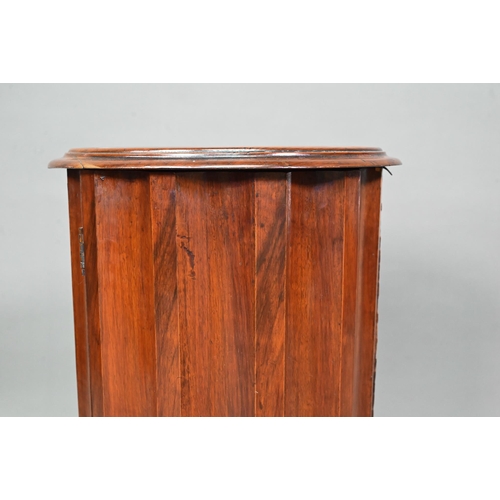 949 - A Victorian marble top mahogany cylinder pot cupboard, the fluted sides and door raised on an octago... 