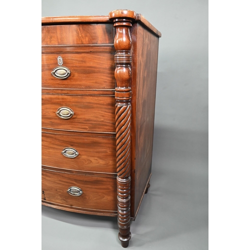 951 - Victorian cross-banded mahogany chest of two short over three long graduated drawers, flanked by ful... 