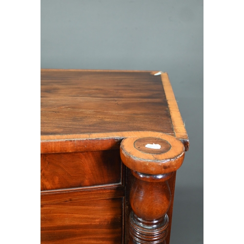 951 - Victorian cross-banded mahogany chest of two short over three long graduated drawers, flanked by ful... 