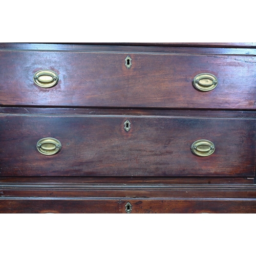 958 - A George III mahogany chest on chest of three short over three long graduated drawers flanked by can... 