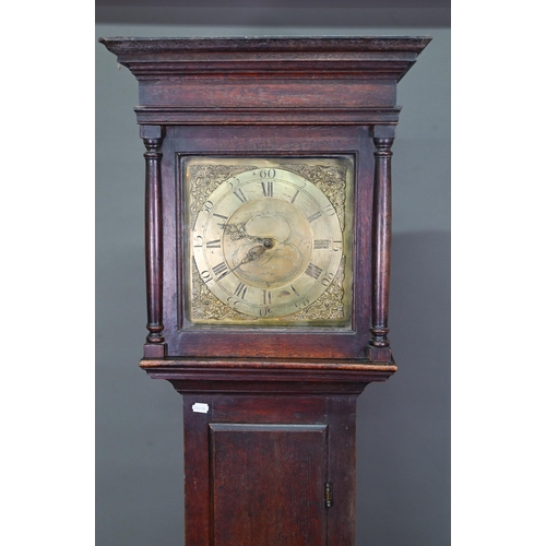 959 - Benjamin James, Shaston, an 18th century oak longcase clock, the 30 hour movement with engraved bras... 