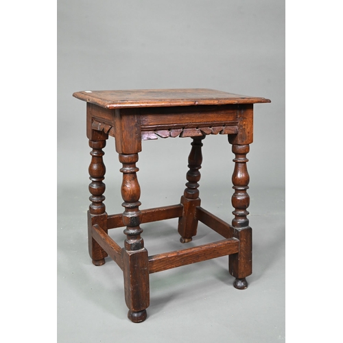 980 - A 17th century oak joint stool, 45 cm x 29 cm x 52 cm h