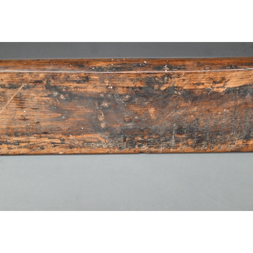 996 - A pair of elm plank benches, raised on turned frames, 200 cm x 18 cm x 45 cm h (2)