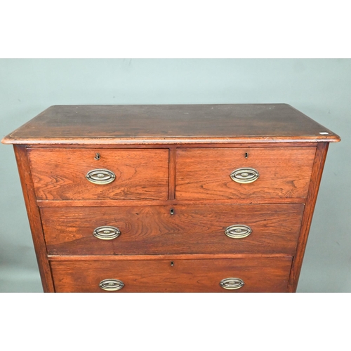 999 - An Edwardian shallow stained chest of two short over three long graduated drawers, on bun feet, 101 ... 