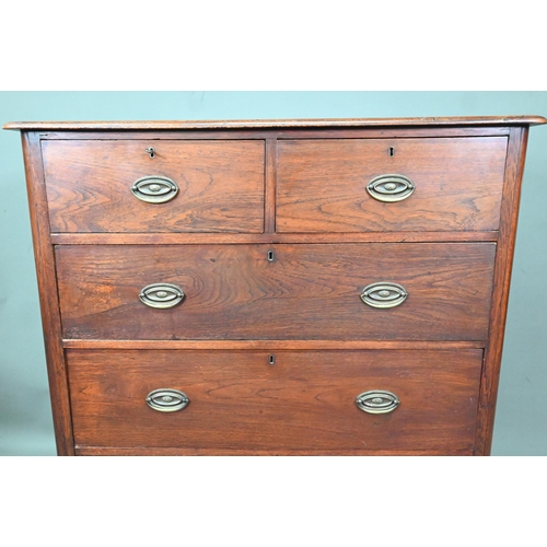 999 - An Edwardian shallow stained chest of two short over three long graduated drawers, on bun feet, 101 ... 