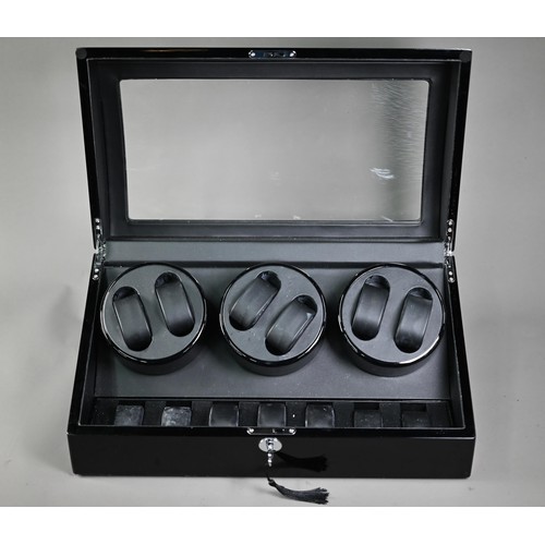 260A - A large Maselex auto watch winder, for six watches c/w power cord/transformer (unboxed)