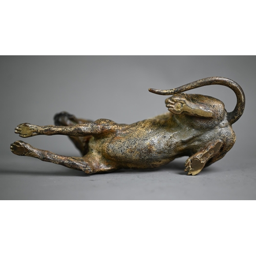 1090 - An Austrian cold painted bronze pen wipe, modelled as a recumbent Great Dane, with hogs hair bristle... 