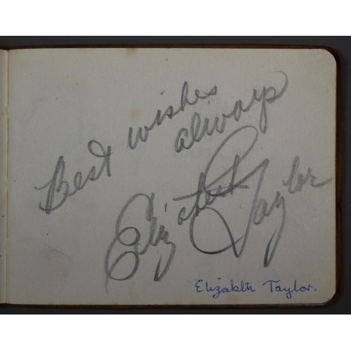 1119 - Autographs, a small late 1940s/early 1950s autograph album, the cover printed with RMS Queen Elizabe... 