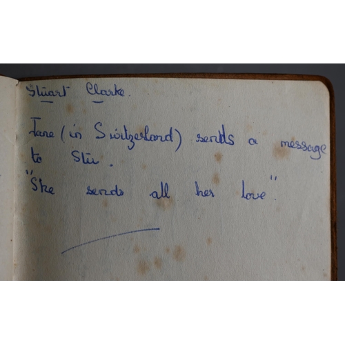 1119 - Autographs, a small late 1940s/early 1950s autograph album, the cover printed with RMS Queen Elizabe... 