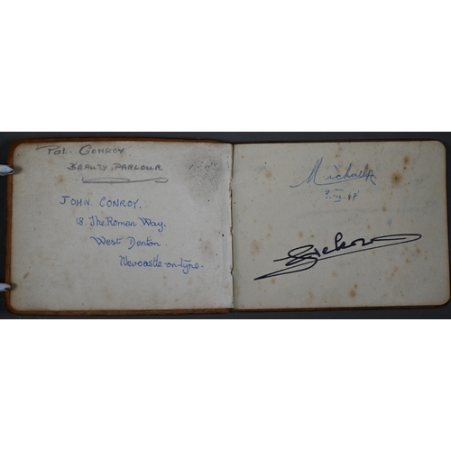 1119 - Autographs, a small late 1940s/early 1950s autograph album, the cover printed with RMS Queen Elizabe... 