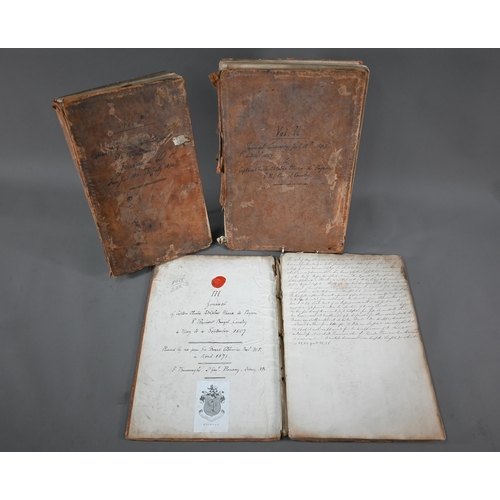 1120 - Military history: three early 19th century handwritten manuscript volumes, The Journals of Charles A... 