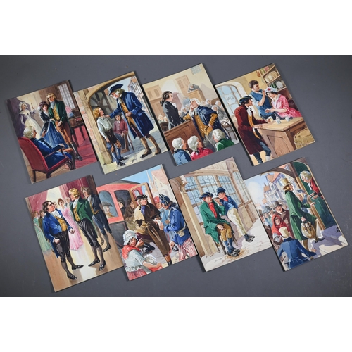 1149 - Eight gouaches on card illustrating for 'John Halifax, Gentleman' by Dinah Mulock, featured in Look ... 