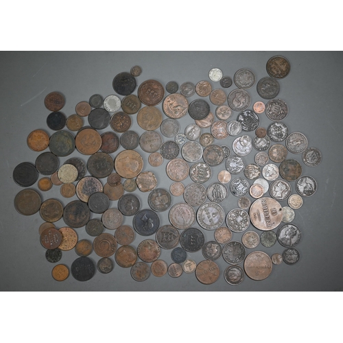 1165 - A collection of 19th century copper coins and tokens, including British, Empire and foreign includin... 