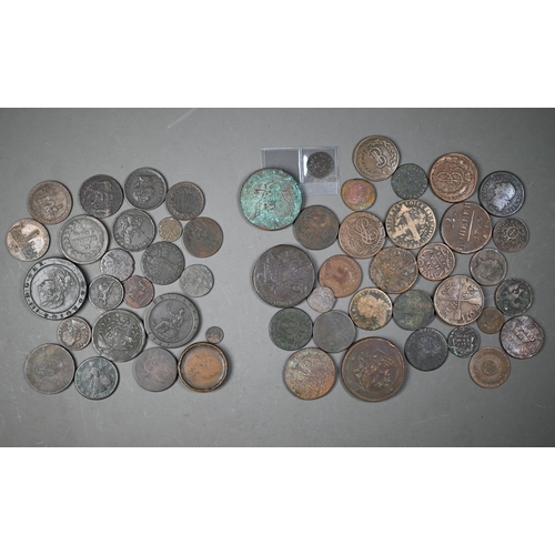 1166 - A collection of 17th and 18th century bronze and copper coinage, including 1606 Denier Tournois (Fra... 