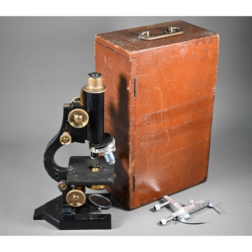 1217 - A J Swift & Son (London) BSG Standard microscope no 17206, boxed with platform measure