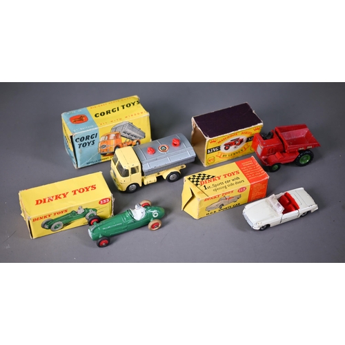 1265 - A boxed (and nearly mint) Tri-ang Minic Series II clockwork Aveling Barford Road Roller, to/w Dinky ... 