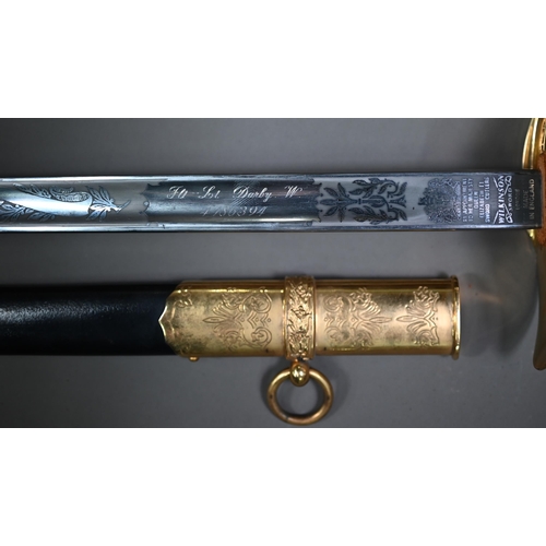 1296 - A fine Queen Elizabeth II Royal Air Force officer's sword by Wilkinson, London, the etched blade ins... 