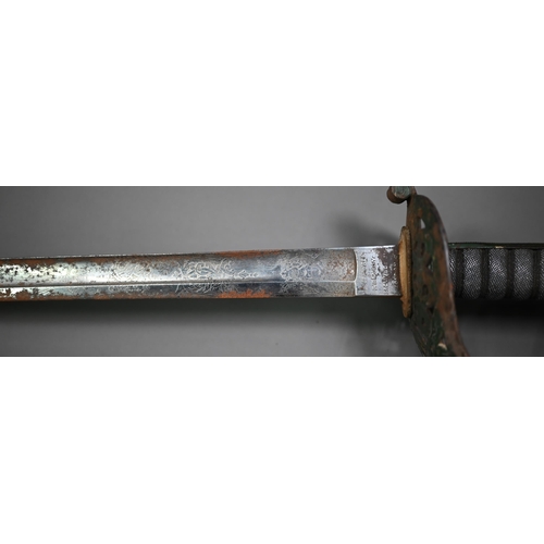 1299 - An Edwardian officer's sword by Jones, Chalk & Danson, London, with etched blade, pierced guard,... 