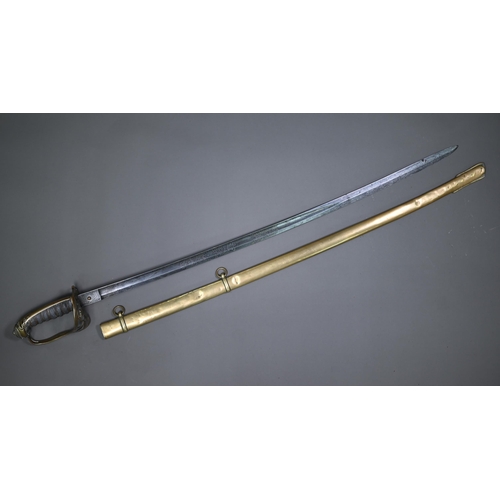 1301 - A Victorian field officer's sword by J Buckmaster & Co, Edinburgh, the 81 cm curved etched blade... 