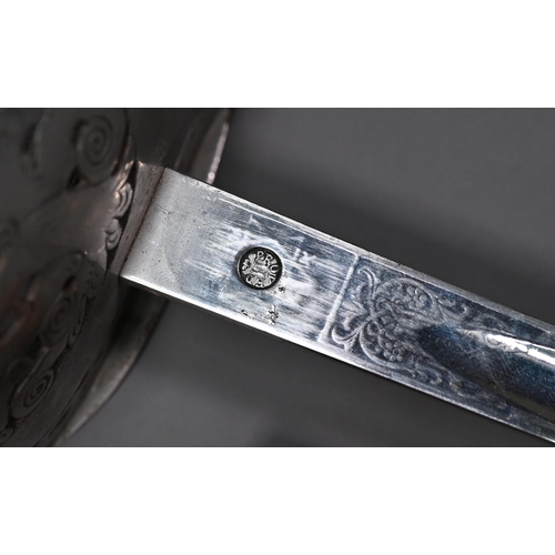 1302 - A George V officer's sword, the unbranded blade etched with a crowned George V and Royal cypher, the... 