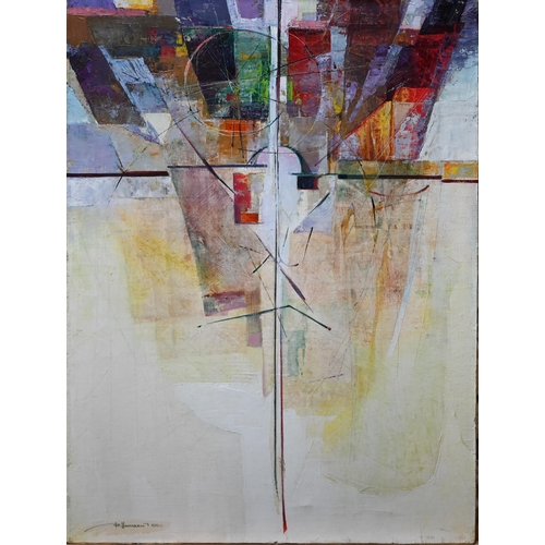 864 - 20th century Russian school - Pair of abstract studies, oil on canvas, signed and dated '91, 80 x 60... 