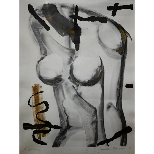 869 - Sasha Prakhova - A series of six abstract screenprints of female human forms, all pencil signed, tit... 