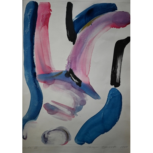 875 - Sasha Prakhova - a trio of colourful abstract screenprint studies, pencil signed, titled and dated '... 