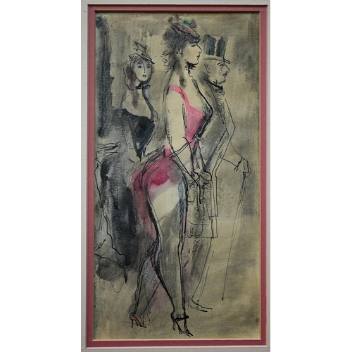 882 - A trio of Russian figurative studies, watercolour, 1933, 27 x 16 cm (one torn) (3)