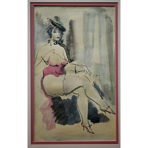 882 - A trio of Russian figurative studies, watercolour, 1933, 27 x 16 cm (one torn) (3)