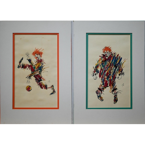 884 - Alexi Terenin, Moscow - Five clown studies, pen and watercolour, signed, 30 x 20 cm (5)