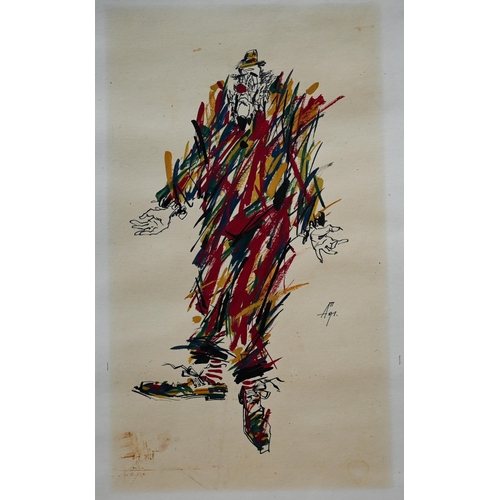 884 - Alexi Terenin, Moscow - Five clown studies, pen and watercolour, signed, 30 x 20 cm (5)