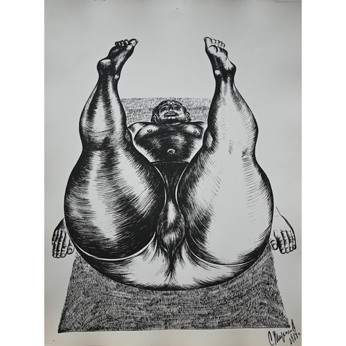 888 - Ten monochrome prints of stylised figures, circa 1987, 39 x 30 cm (10)