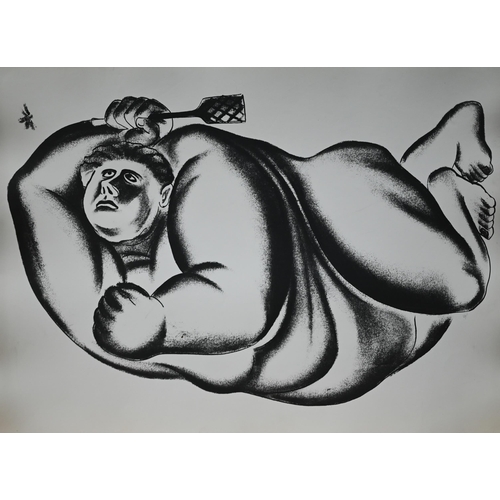 888 - Ten monochrome prints of stylised figures, circa 1987, 39 x 30 cm (10)