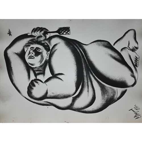 888 - Ten monochrome prints of stylised figures, circa 1987, 39 x 30 cm (10)