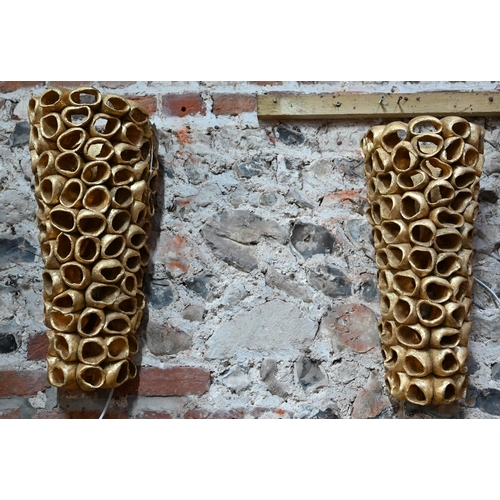 1098 - Munari, Italy, a pair of Reef 104 design gilt painted wall lights, 56 cm h (2)