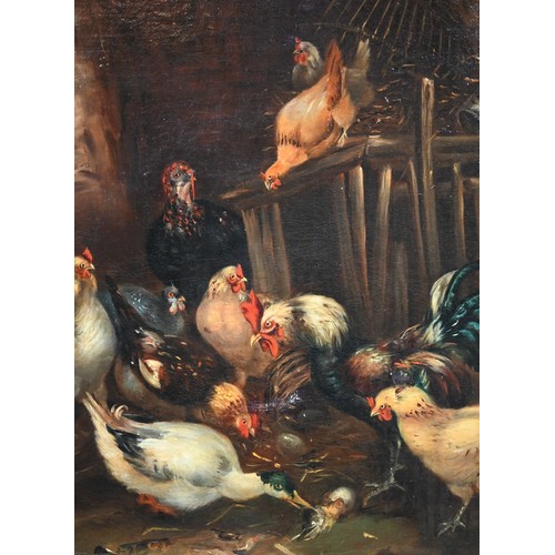 832 - Claude Guilleminet (1821-1885) - Chickens and ducks, oil on canvas, signed lower left, 31 x 40 cm