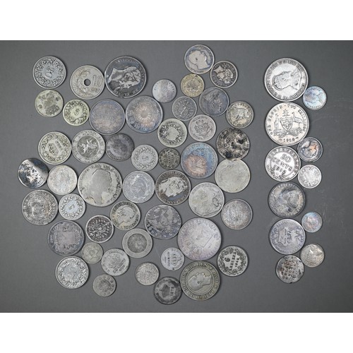 1167 - A collection of mostly 19th century silver coinage, including British, Empire, USA, Russia, Europe a... 