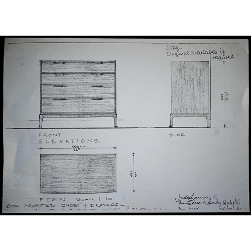 909 - Edward Barnsley (1900-1987), an inlaid sycamore chest of four long graduated drawers, raised on slen... 