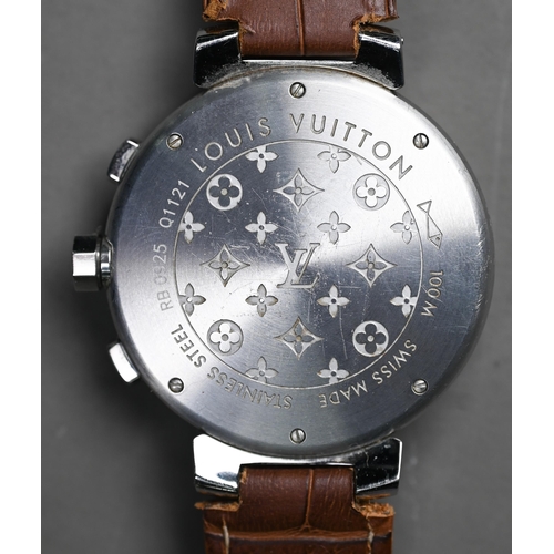 252 - A Louis Vuitton Tambour gents wristwatch, the 40 mm dia. stainless steel case with brown metallic di... 