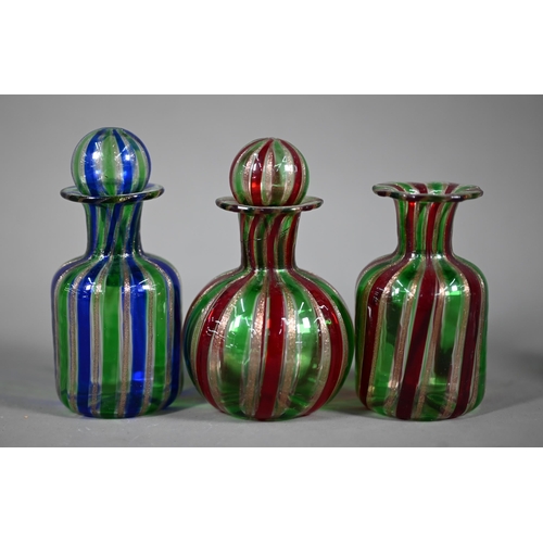 608 - A collection of thirteen Venetian glass scent bottles with dippers to/w another without dipper, thre... 