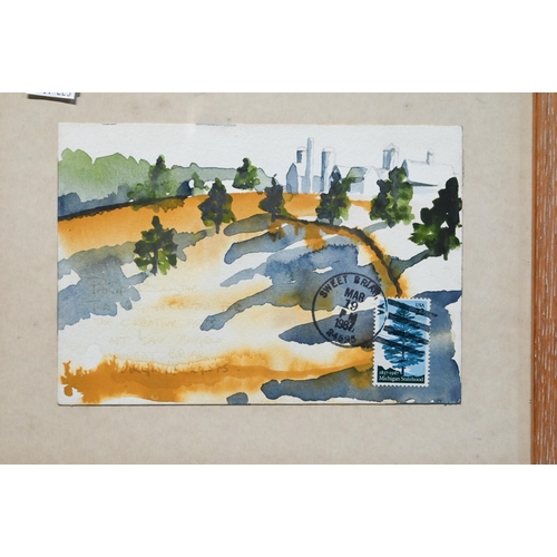 710 - Philip Blythe - Two American postcard views, watercolour, 12.5 x 18 cm (2)