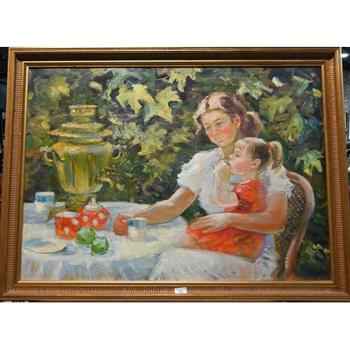 763 - Vladimir Sokolov (1923-1998) - 'Breakfast with Mammy', oil on canvas, signed and dated 1960, 72 x 10... 