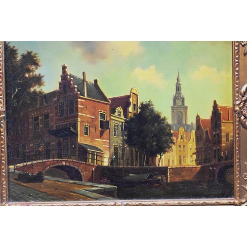 768 - Dutch School - Pair of Amsterdam views, oil on panel, 19 x 24 cm (2)