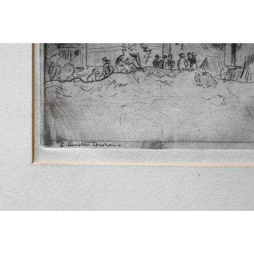 815 - After Tom Austen Brown (1859-1924) - Gypsy caravans, drypoint etching, pencil signed, 15 x 20 cm