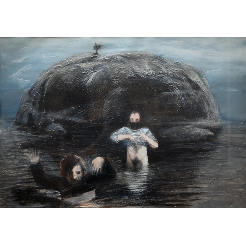 870 - 20th century Russian school - Jonah and the whale, figural study, pastel, 58 x 82 cm to/w another by... 