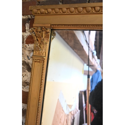 945 - A large Victorian giltwood and composite framed over-mantel mirror with original plate, 160 cm x 136... 